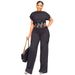 Audday 10014 Casual Women's Short Sleeve Top Summer Solid Color Versatile Loose Straight Long Pants Two-Piece Set_ecoleips.com