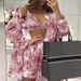 K Women's New Retro Shirt, Camisole Shorts Set, Ink Printed Fashionable Three Piece Set_ecoleips.com