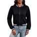 Trendy Zip-Up Baseball Jacket - Polyester & Spandex Blend Casual Outerwear For Women (Black, Striped/Checkered, S-XXL)"_ecoleips.com