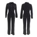 Women's Clothing New Solid Color High Waist Straight Casual Shirt Collar Jumpsuit With Belt_ecoleips.com