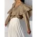A Chic, Casual, And Versatile French-Inspired V-Neck Blouse With Ruffled Hem And Backless Design, Perfect For Spring And_ecoleips.com