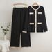 Voghion Women's Knitted Wide Leg Pants Set - Slimming High Waist Two Piece Outfit, Comfortable Casual Fall Winter Trousers Suit_ecoleips.com