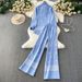 Embroidered Sun Protection Set – Flowy Long Sleeve Top & Wide-Leg Pants, Elegant & Breathable Universal Fit_ecoleips.com