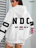 Women's Clothing Printed Kangaroo Pocket Hoodie Casual Long Sleeved Drawstring Pocket_ecoleips.com
