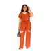9887 Cross-Border European And American Solid Color Casual Short Sleeve T-Shirt Sports Straight-Leg Pants Summer_ecoleips.com