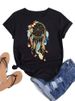 Euroean And American Cross-border Foreign Trade Women's Clothing, Dreamcatcher Rint Round-neck Short-sleeve T-shirt_ecoleips.com