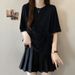 Women's Clothing Fat Mm Summer New Round Neck Gauze Splicing Short Sleeved T Shirt Look Thin And Age Reducing Casual Tops_ecoleips.com