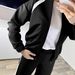 Women's Style Autumn Winter Color Block Fleece Lined Coat High Waist Trousers Two Piece Set Best Selling_ecoleips.com