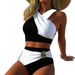 Women's Clothing Sexy Solid Color & Color Blocked Bikini Set Two Piece Swimsuit_ecoleips.com