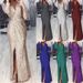 Women's Clothing Women's long dress evening dress deep V-neck sparkling evening sexy dress_ecoleips.com