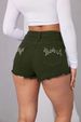 2025s Fashion Non-Stretch Mid-Waist Embroidered Denim Shorts For Women_ecoleips.com