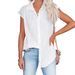 Verve 2025 Summer New Solid Color Single-Breasted Shirt Women Casual Short Sleeve Top_ecoleips.com