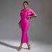 Women's Clothing Round Neck Ruffled Fashionable Heavy Duty Beaded Waist Tight Bandage Dress Long Skirt Evening Dress_ecoleips.com