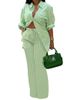 Women's Clothing 2024 Autumn Winter New Sleeve Shirt Printed Long Pants Two Piece Set_ecoleips.com
