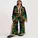European And American Cross-border Women's Clothing, Ethnic Style Retro Patterned Set, Loose Bat-sleeve Shawl Shirt,_ecoleips.com