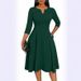 Women's Midi Dress Fitted Flare Three Quarter Sleeve Wedding Guest Dress_ecoleips.com