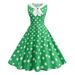 Vintage Polka Dot Summer Dress Women Retro Sleeveless A-Line Dress With Peter Pan Collar & Bow 50s Rockabilly Cocktail_ecoleips.com