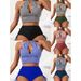 Striped High Waist Simple Style Bikini Swimsuit Sexy Suit Women's Clothes_ecoleips.com