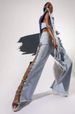 Women's Sexy Diamond Chain Spice Jeans, Slim Fit Design, Side Slits, Casual Loose Straight Leg._ecoleips.com