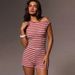 Women's Clothing Striped Tank Top And Shorts Set Summer Knitted 2-Piece Outfit Hot Pants And Top Combo_ecoleips.com