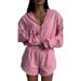 Women's Loose Fitting Two Piece Set Hooded Zipper Short Sweatshirt And Shorts Autumn Winter Casual Comfortable Fashion Clothing_ecoleips.com