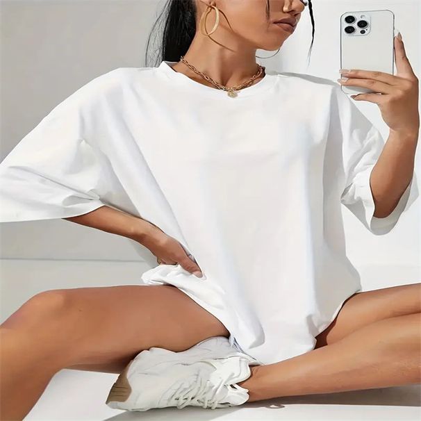 Summer New Women's Fashion Casual Home Commuter Versatile Crew Neck Short Sleeve T-Shirt_ecoleips.com