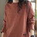 Retro, Solid-Color, Perforated Base Shirt For Women Perfect For Autumn/Winter 2026; Versatile Long-Sleeved, Loose-Fitt_ecoleips.com