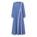 Halloween Medieval Muslim Middle Eastern Solid Color Long Sleeve Lace Dress Fashionable Round Neck Women's Robe_ecoleips.com