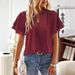 Cross-border European And American Elegant Resort-style Deep V Lace Short-sleeve Blouse, Women's Clothing 2026_ecoleips.com