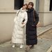 Women's Long Winter Coat With Hood, Slim Fit Knee-Length Padded Jacket, Warm Polyester Fiber Filling, Casual Commuter Style_ecoleips.com