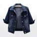 mm home 25ss autumn winter new washed vintage denim jacket fashion versatile_ecoleips.com