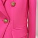 Women's Clothing Celebrity Fashion Metal Lion Head Button Double Breasted Slim Suit Jacket Fluorescent Pink_ecoleips.com