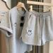Smiley Face Casual Sportswear Set For Women Summer Loose Fit Two Piece Stylish And Youthful_ecoleips.com