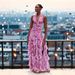 Women S Gentle Style Fashion Printed Pleated Waist Cinched Dress Elegant Ladies Spring Summer Casual Party Dress_ecoleips.com