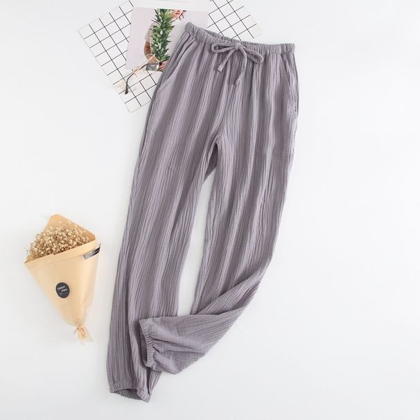 Japanese Pajamas Men And Women Spring And Autumn Home Pants Cotton Washed Double Gauze Loose Comfortable Trousers Casual Pants_ecoleips.com