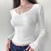 Women's Slim Fit Long Sleeved Top Solid Color with Small Flower Lace Trim Collar Chest Amazon Early Autumn New Arrival_ecoleips.com