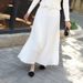 K New Solid Color Long Plus Size Pleated Skirt, High Waist Half Skirt, Women's Elastic Waist Skirt_ecoleips.com