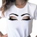 Euroean And American Cross-border Foreign Trade Clothing, Sexy Eyelash Rint Round-neck Short-sleeve Women's T-shirt_ecoleips.com