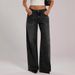 Women's Retro Low-Waisted Wide Leg Jeans Sexy Straight Leg Denim Blue Basic Versatile Washed Jeans For Casual Wear_ecoleips.com