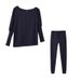 2025 Solid Color Fashion Casual Lace-Up Off-Shoulder Sports Pants Long Set For Women_ecoleips.com