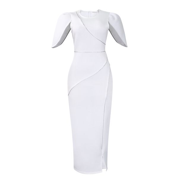 Elegant High-Waist Evening Gown – Stretch Polyester Formal Dress With Flattering Bodycon Silhouette (S-XXXL, Red/White, African & Western)_ecoleips.com