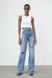 Women's Clothing New Slim High Waist Straight Trousers Ripped Decorative Wide Leg Jeans_ecoleips.com