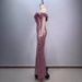 Women's Clothing New Deep V Neck Pink Sequin Sexy Slim Long Skirt Birthday Party Patty Hip Evening Dress_ecoleips.com