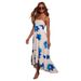 2025 Summer New Cross-Border Two-Tone Strap Bohemian Gown Printed Tie-Dye Dress_ecoleips.com