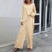Women's Clothing Women's Long Sleeved Irregular Hem Tops With Elastic Waist And Wide Leg Trousers_ecoleips.com