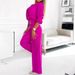 Women's Solid Color V-Neck Two-Button Casual 2-Piece Pant Set Regular Thickness For Spring/Autumn And Summer_ecoleips.com