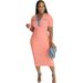 Women's Clothing Washed Denim Splicing Pockets Solid Color Women's Fashion Dress_ecoleips.com
