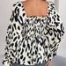 Aria Basics Aria Basics 2025 Autumn/Winter European And American Casual Ruffled Square Neck Leopard Print Long Sleeve Chiffon Blouse_ecoleips.com