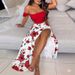 Aria Basics Aria Basics 2024 European And American Summer Slim French Bohemian Long Printed Mid-Length Vintage Strapless Set Dress_ecoleips.com