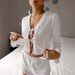 European And American Cross-Border Autumn New White Hollow Jacquard Loose Comfortable Pajama Set Wholesale Homewear_ecoleips.com